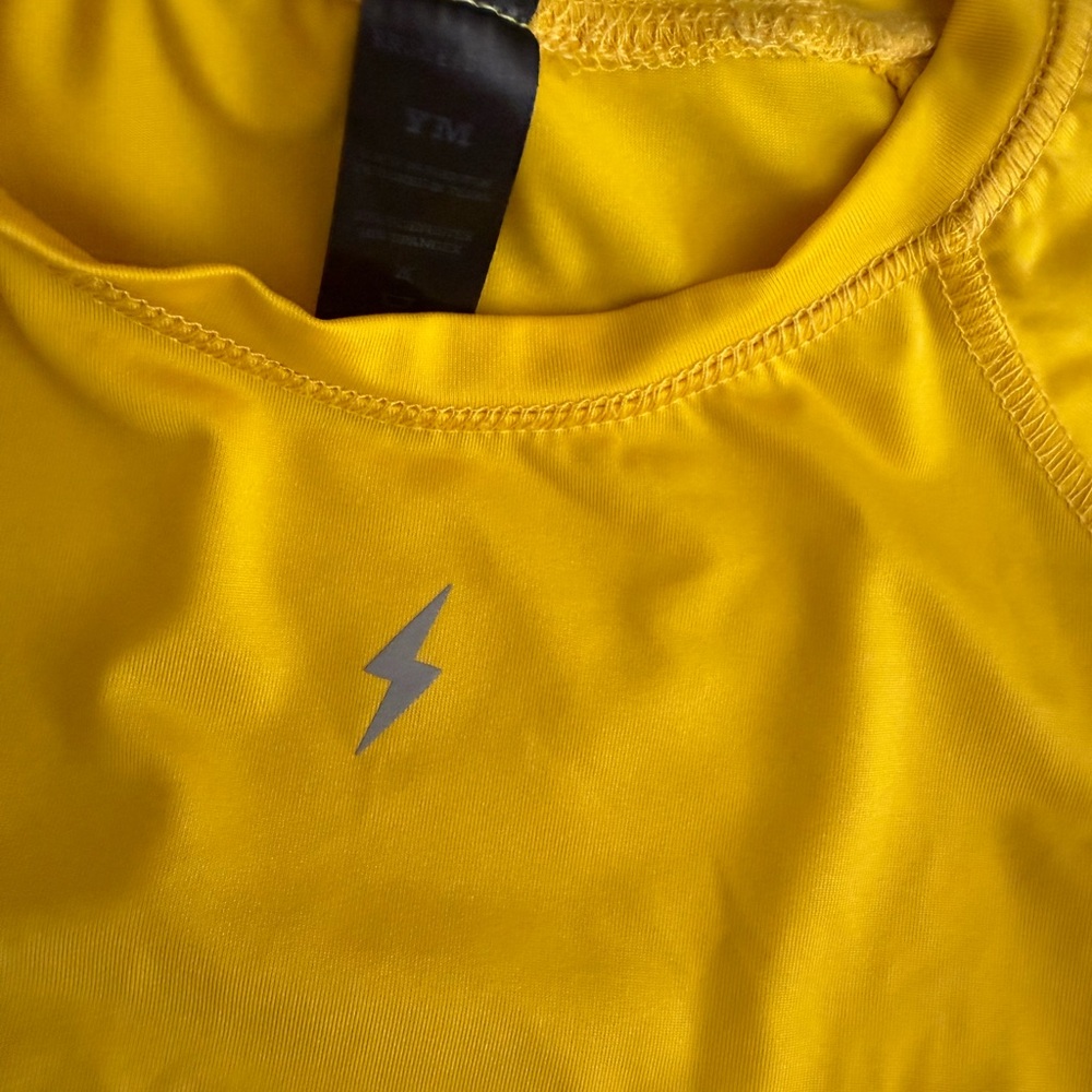 Vibrant Yellow Kids Long Sleeve Tee with Lightning Bolt